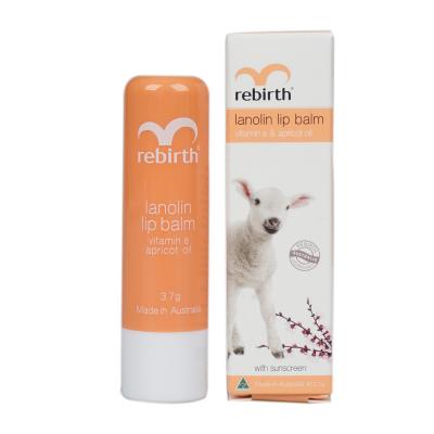 Son dưỡng môi Rebirth nhau thai cừu chống khô & nứt nẻ hương mơ 3.7g Lanolin Lip Balm Vitamin E & Apricot Oil RB14